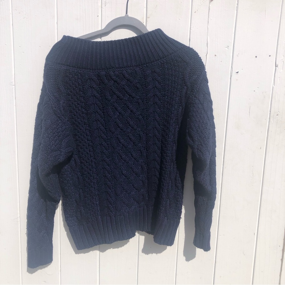 Self-Portrait Cable Knit Chunky Navy Blue Sweater Small - Picture 2 of 9